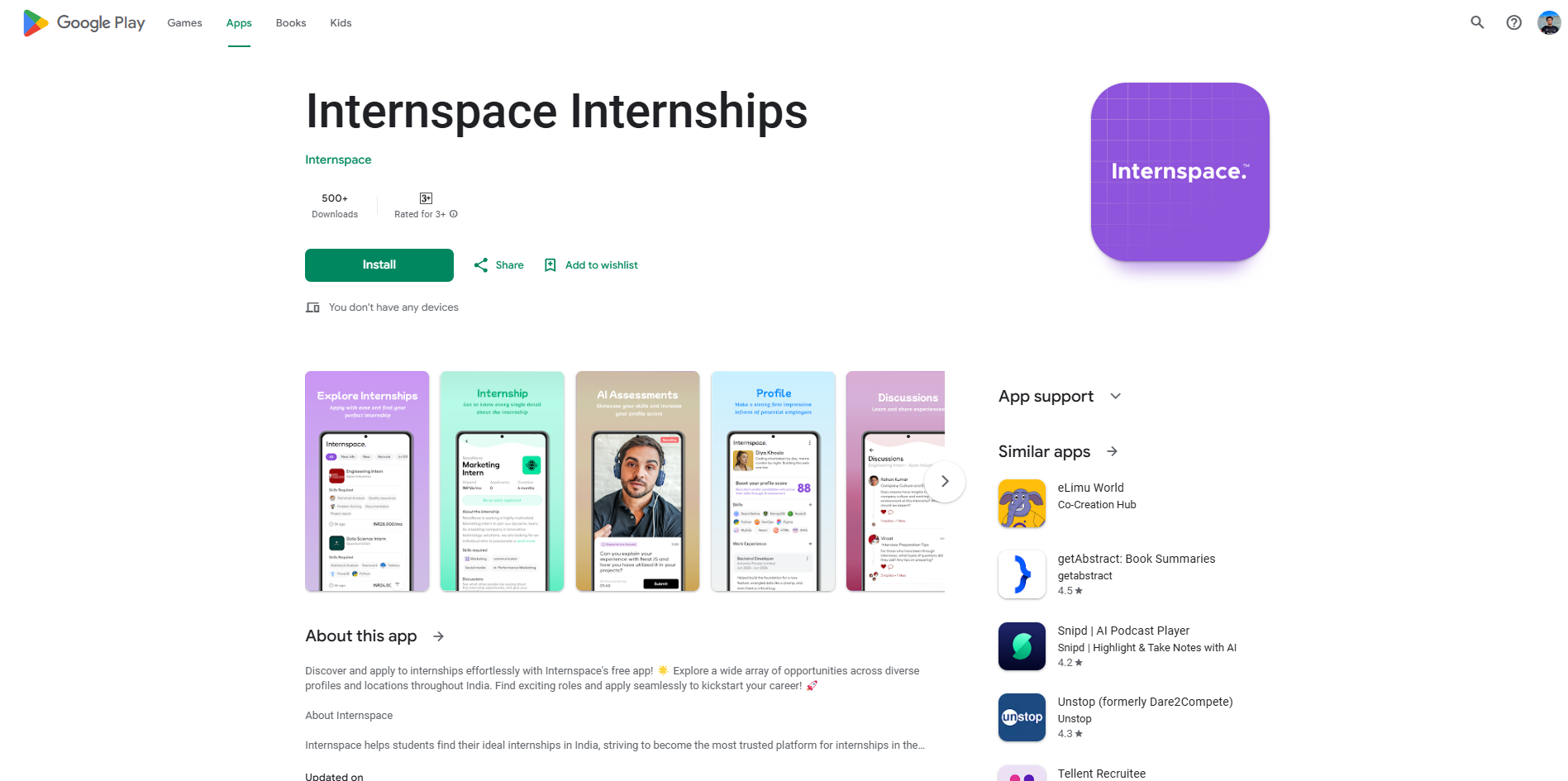 Internspace App (IOS, Android)